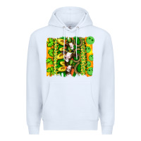 White st patricks cow and coin wıth clovers and leopard brushstrokes Premium Hoodie - Artiststas