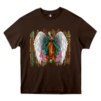 Chocolate Brown lady of guadalupe Heavy Core Tee - Jasminsmagicworld