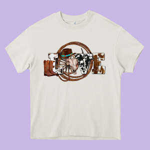 Western Love For Cowboys Olivia Heavy Core Tee Designed By Oliviacreatesart