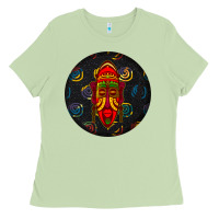 Matcha african masks round earrings 2 Ladies Tee - BundleAndBundleShop