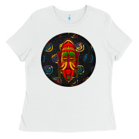 White african masks round earrings 2 Ladies Tee - BundleAndBundleShop