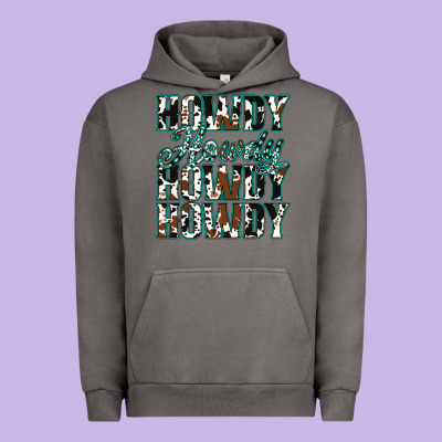Howdy Cowhide Turquoise Urban Hoodie Designed By Jasminsmagicworld