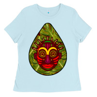 Baby Blue african masks teardrop  7 Ladies Tee - BundleAndBundleShop