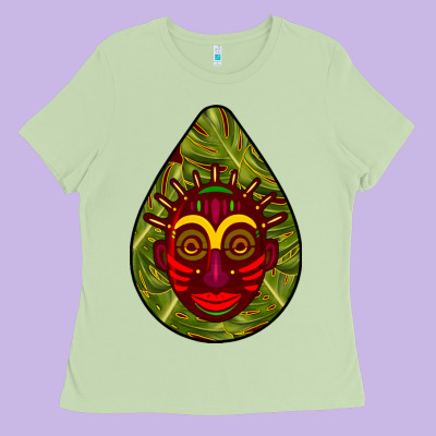 African Masks Teardrop  7 Ladies Tee Designed By Bundleandbundleshop