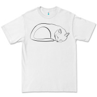 White Sleeping Cat Line Art Premium Tee - linhVisuals