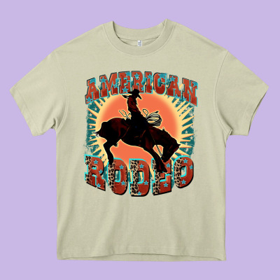 American Rodeo Heavy Core Tee Designed By Fadigitalartstudio