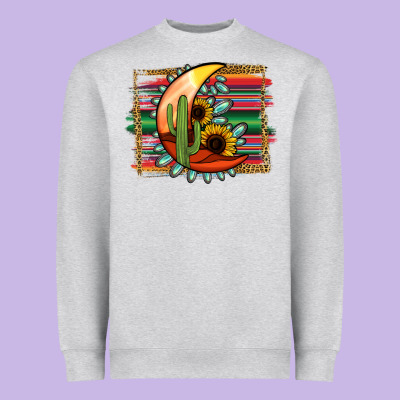 Turquoise Desert Moon Serape Background Heavyweight Sweatshirt Designed By Jasminsmagicworld