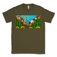 Army Green cactus sunflower cowhide and turquoise license plate Classic Tee - Artiststas
