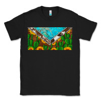 Black cactus sunflower cowhide and turquoise license plate Classic Tee - Artiststas