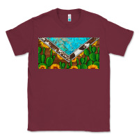Burgundy cactus sunflower cowhide and turquoise license plate Classic Tee - Artiststas