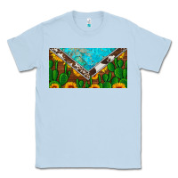 Dusty Blue cactus sunflower cowhide and turquoise license plate Classic Tee - Artiststas