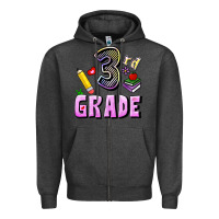 Charcoal Heather Third Grade Zipper Hoodie - RanaPortraitStore