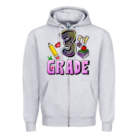Heather Grey Third Grade Zipper Hoodie - RanaPortraitStore