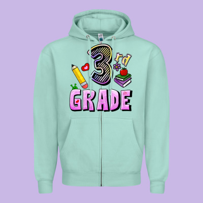 Third Grade Zipper Hoodie Designed By Ranaportraitstore