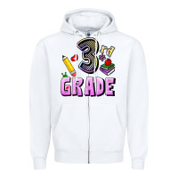 White Third Grade Zipper Hoodie - RanaPortraitStore