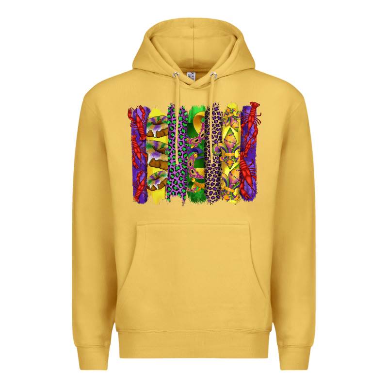 Mardi Gras Crawfish Cake And Mask With Leopar And Fleur De Lis Brushst Premium Hoodie by Artiststas | Teevron