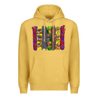 Antique Gold mardi gras crawfish cake and mask with leopar and fleur de lis brushst Premium Hoodie - Artiststas