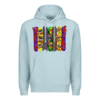 Blue Mist mardi gras crawfish cake and mask with leopar and fleur de lis brushst Premium Hoodie - Artiststas