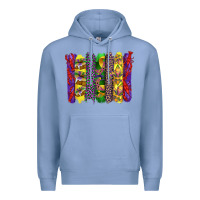 Colony Blue mardi gras crawfish cake and mask with leopar and fleur de lis brushst Premium Hoodie - Artiststas