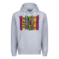 Heather Grey mardi gras crawfish cake and mask with leopar and fleur de lis brushst Premium Hoodie - Artiststas