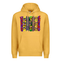 Mustard mardi gras crawfish cake and mask with leopar and fleur de lis brushst Premium Hoodie - Artiststas
