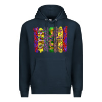 Navy mardi gras crawfish cake and mask with leopar and fleur de lis brushst Premium Hoodie - Artiststas
