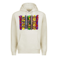 Oatmeal Heather mardi gras crawfish cake and mask with leopar and fleur de lis brushst Premium Hoodie - Artiststas