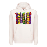 Pale Pink mardi gras crawfish cake and mask with leopar and fleur de lis brushst Premium Hoodie - Artiststas