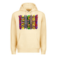 Pina Colada mardi gras crawfish cake and mask with leopar and fleur de lis brushst Premium Hoodie - Artiststas