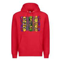 Red mardi gras crawfish cake and mask with leopar and fleur de lis brushst Premium Hoodie - Artiststas
