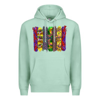 Seafoam mardi gras crawfish cake and mask with leopar and fleur de lis brushst Premium Hoodie - Artiststas