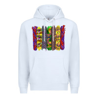 White mardi gras crawfish cake and mask with leopar and fleur de lis brushst Premium Hoodie - Artiststas