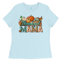 Baby Blue thankful mama Ladies Tee - BundleAndBundleShop