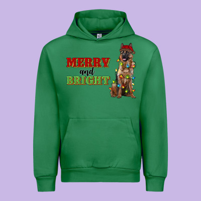 Merry And Bright German Shepherd Urban Hoodie Designed By Ranaportraitstore