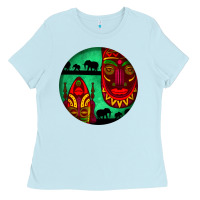 African Masks Round Earrings 3 Ladies Tee | Teevron