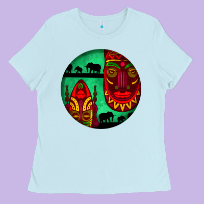 African Masks Round Earrings 3 Ladies Tee Designed By Bundleandbundleshop