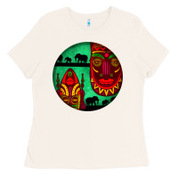 Bone african masks round earrings 3 Ladies Tee - BundleAndBundleShop