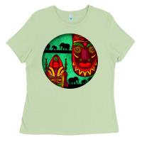 Matcha african masks round earrings 3 Ladies Tee - BundleAndBundleShop