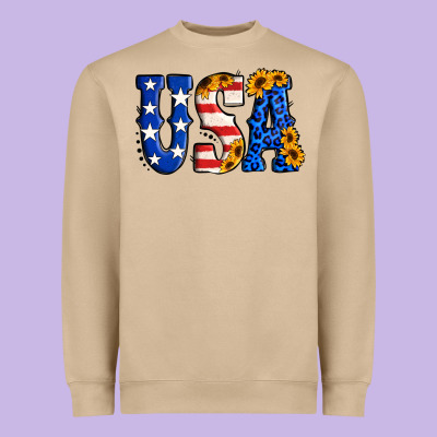 Usa Western Font Heavyweight Sweatshirt Designed By Jasminsmagicworld