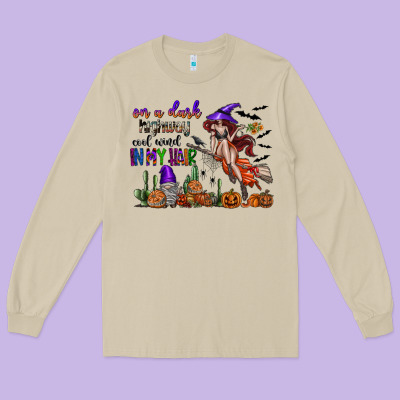 On A Dark Highway Cool Wind In My Hair Long Sleeve Tee Designed By Sublimationcraftshop