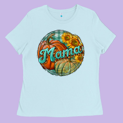 Pumpkin Mama With Background Ladies Tee Designed By Bundleandbundleshop