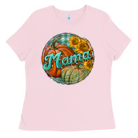 Bubblegum Pink pumpkin mama with background Ladies Tee - BundleAndBundleShop