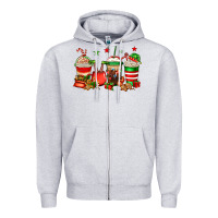 Heather Grey Christmas elfs coffee Zipper Hoodie - Jasminsmagicworld