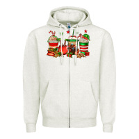 Oatmeal Heather Christmas elfs coffee Zipper Hoodie - Jasminsmagicworld