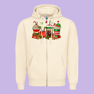 Christmas Elfs Coffee Zipper Hoodie Designed By Jasminsmagicworld