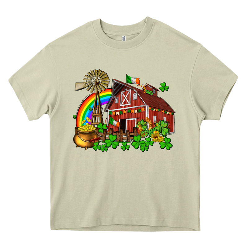 St. Patrick's Farm With Gold Heavy Core Tee by OliviaCreatesArt | Teevron