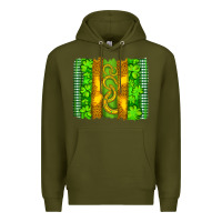 Army Green saint patricks horseshoe shamrock leopard glitter brushstroke Premium Hoodie - Artiststas