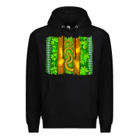 Black saint patricks horseshoe shamrock leopard glitter brushstroke Premium Hoodie - Artiststas