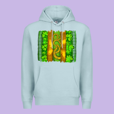 Saint Patricks Horseshoe Shamrock Leopard Glitter Brushstroke Premium Hoodie Designed By Artiststas