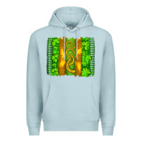 Blue Mist saint patricks horseshoe shamrock leopard glitter brushstroke Premium Hoodie - Artiststas